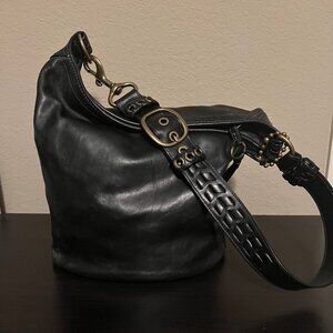 Coach Legacy XL Bleeker Tattersall Leather Vintage Duffle Sac Blk Leather #11423